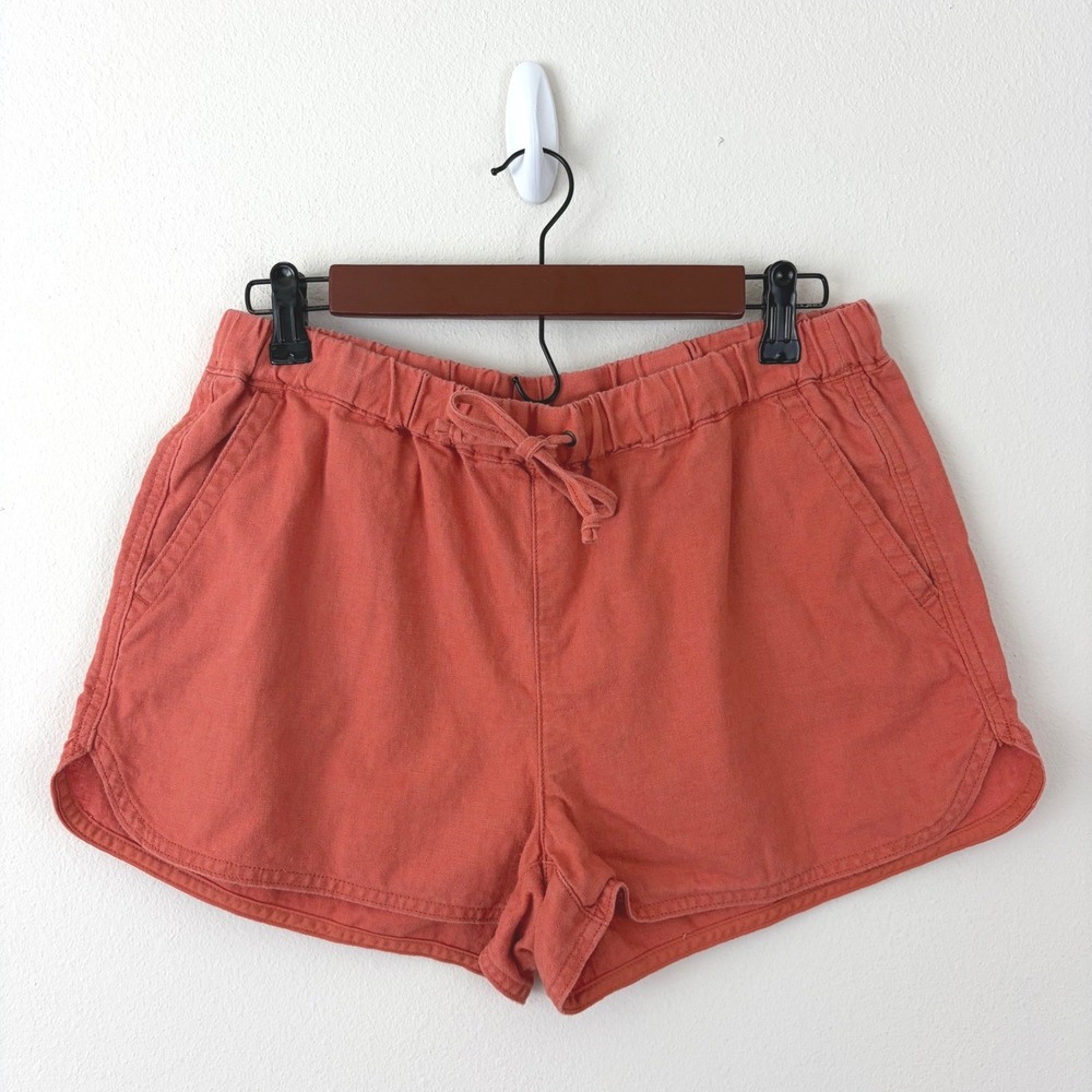 J.Crew Womens Coastal Linen Blend Drawstring Shorts Coral Orange Small